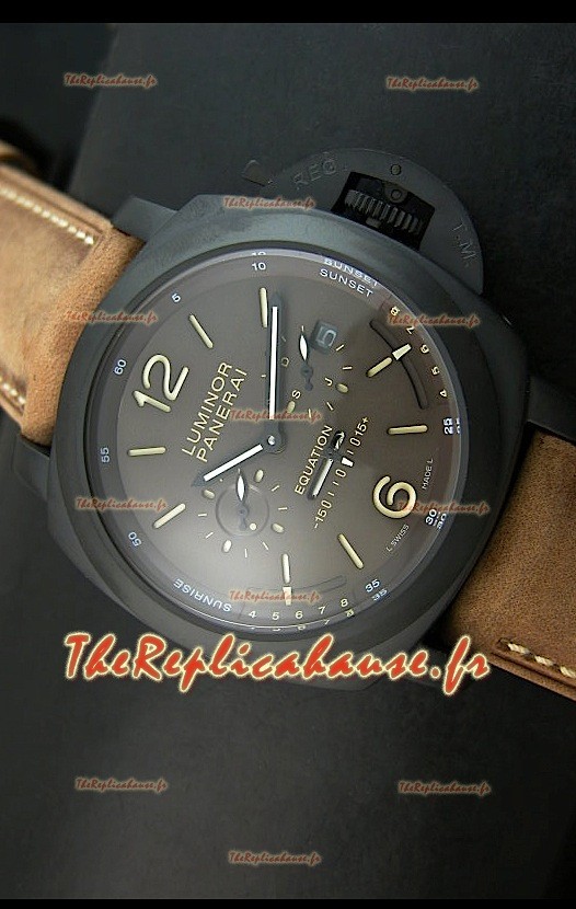 Panerai PAM365 L'Astronomo Luminor 1950 GMT Montre Equation of Time Cadran Marron PVD