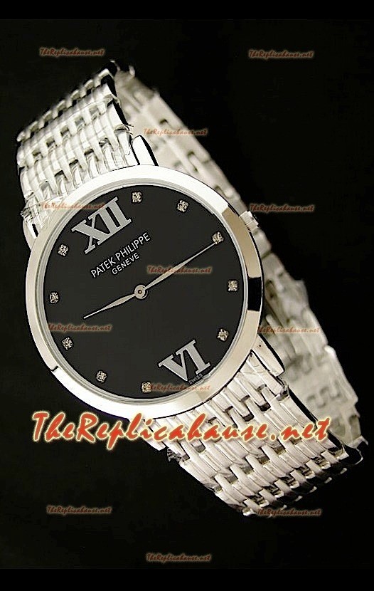 Patek Philippe Japanese Quartz Montre en Acier Inoxydable - 38 mm Cadran Noir