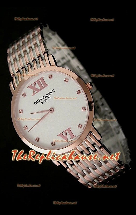 Patek Philippe Japanese Quartz Montre en Or Rose - 38 mm Cadran Blanc