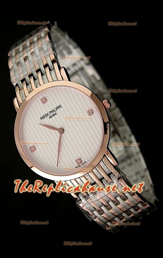 Patek Philippe Japanese Quartz Montre en Or Rose - 38 mm Cadran Blanc