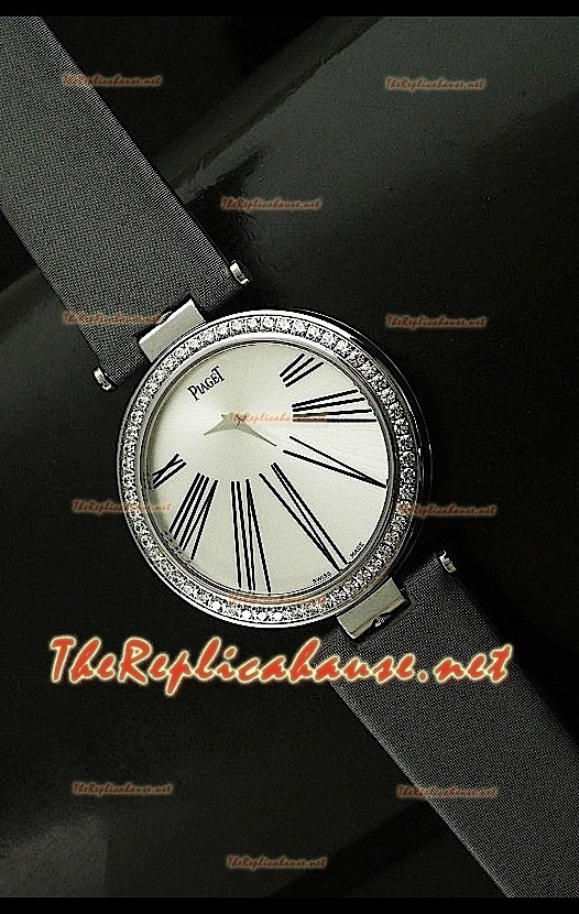 Piaget Altiplano Dial Time Swiss Quartz Montre avec Bracelet Cuir Gris