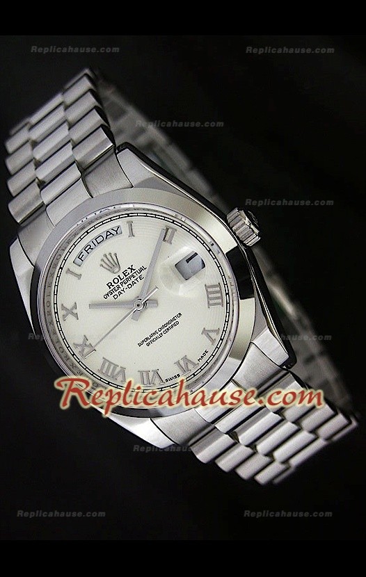 Rolex DayDate Swiss Replica Montre avec Cadran Blanc