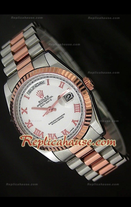 Rolex DayDate Swiss Replica Montre Bicolore Or Rose
