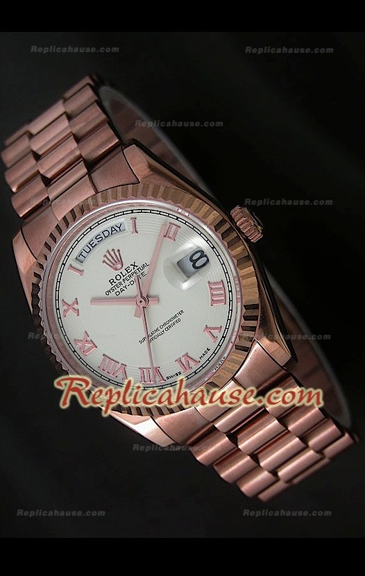 Rolex DayDate Swiss Replica Montre en Or Rose 
