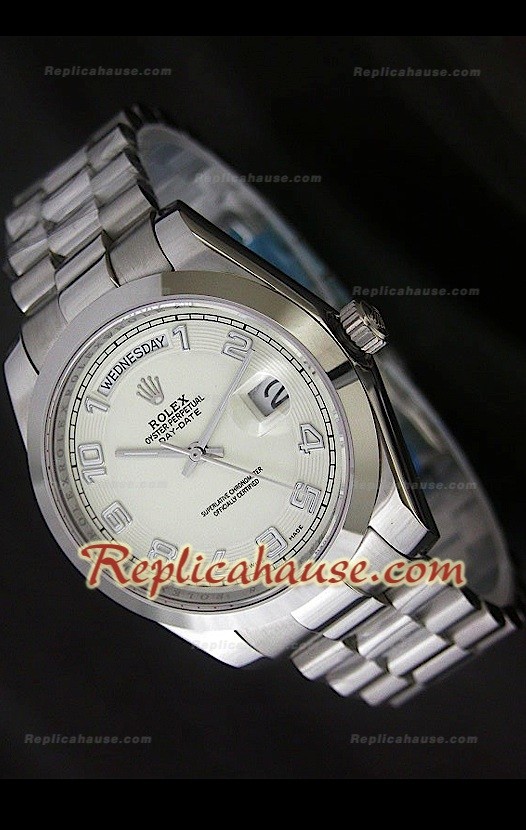 Rolex DayDate Swiss Replica Montre avec Cadran Blanc