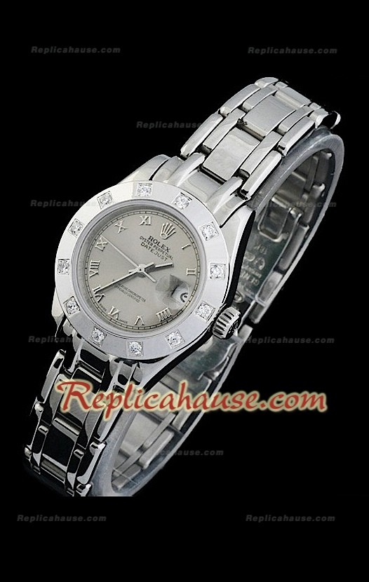 Rolex Datejust Femmes Swiss Replica Montre avec Cadran Gris Chiffres Arabes