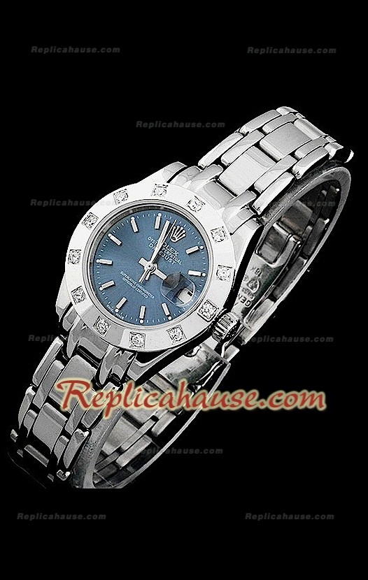 Rolex Datejust Femmes Swiss Replica Montre avec Cadran Bleu Foncé