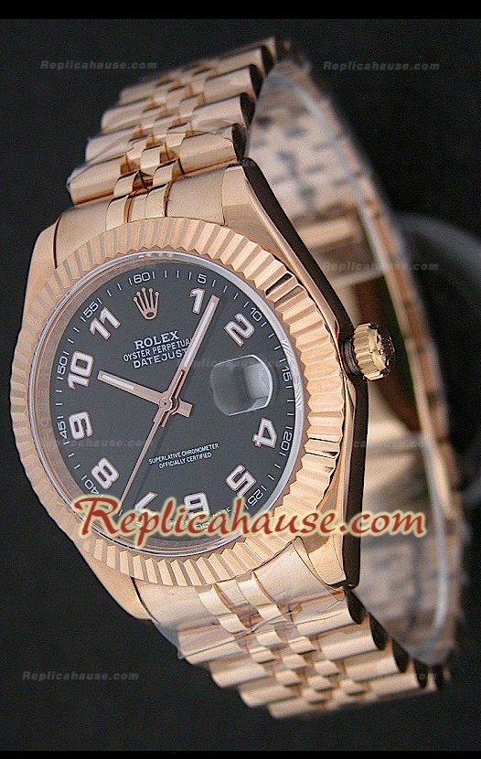 Rolex Datejust Mens Swiss Replica Montre en Or Rose