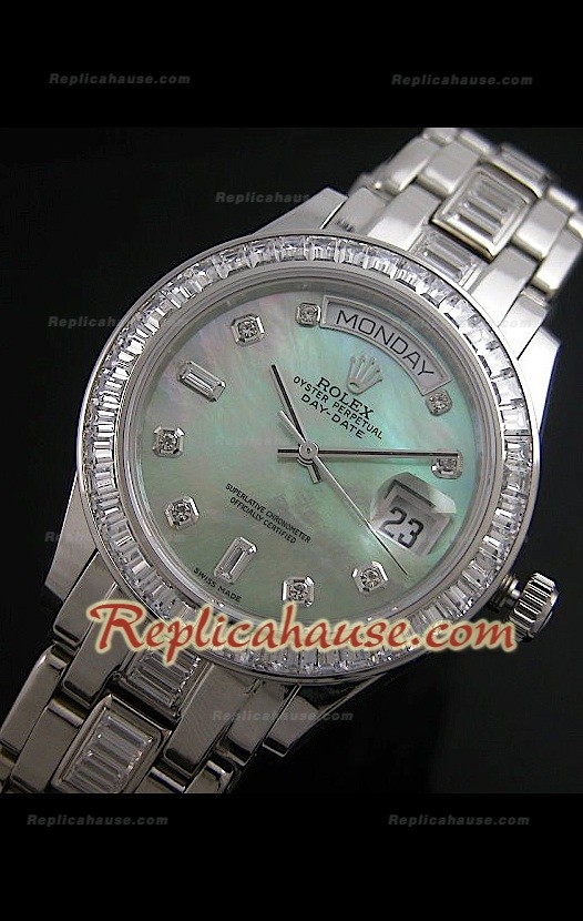 Rolex Day Date Swiss Replica Montre avec Cadran Nacré Vert
