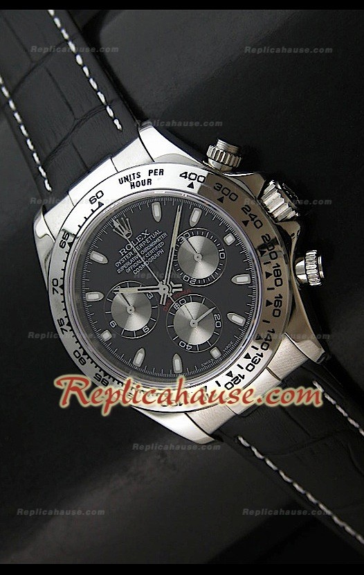 Rolex Daytona Swiss Montre avec Cadran Noir avec Sous Cadrans d'Argent