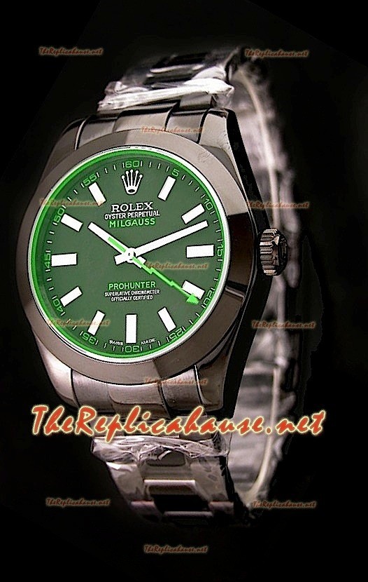 Rolex Pro Hunter Milgauss Swiss Montre avec le Vert Teinté de Saphir