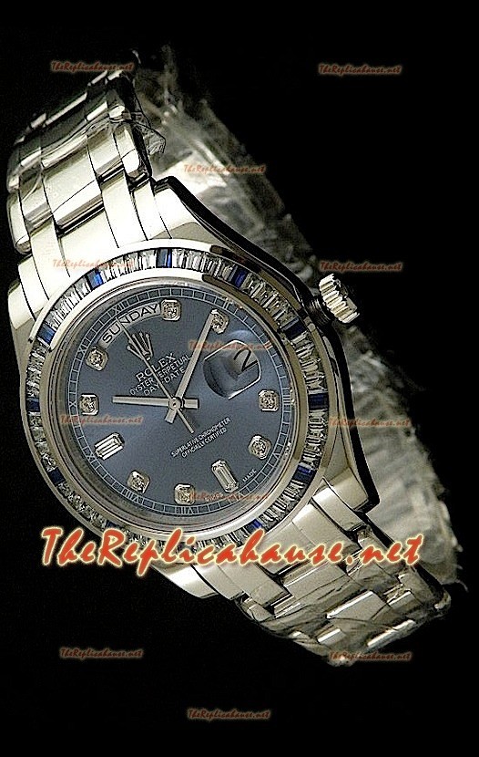 Rolex Day Date Swiss Replica Montre - Taille Moyenne - 37 mm avec Cadran Bleu 