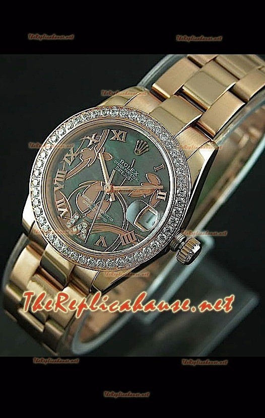 Rolex Datejust Ladies Japanese Montre avec Boîtier en Or Rose 31 mm
