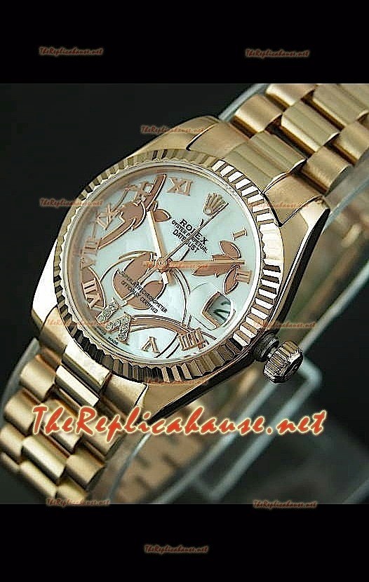 Rolex Datejust Ladies Japanese Montre avec Boîtier en Or Rose - 31 mm