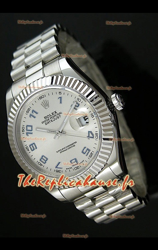Rolex Imitation Datejust Montre Japonaise pour Homme avec Cadran à Chiffres Arabes - 41MM