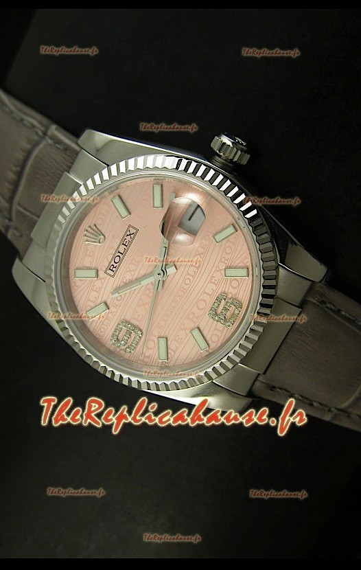 Rolex Imitation Datejust Montre Suisse Reproduction - 37MM - Cadran Champagne/Bracelet Gris