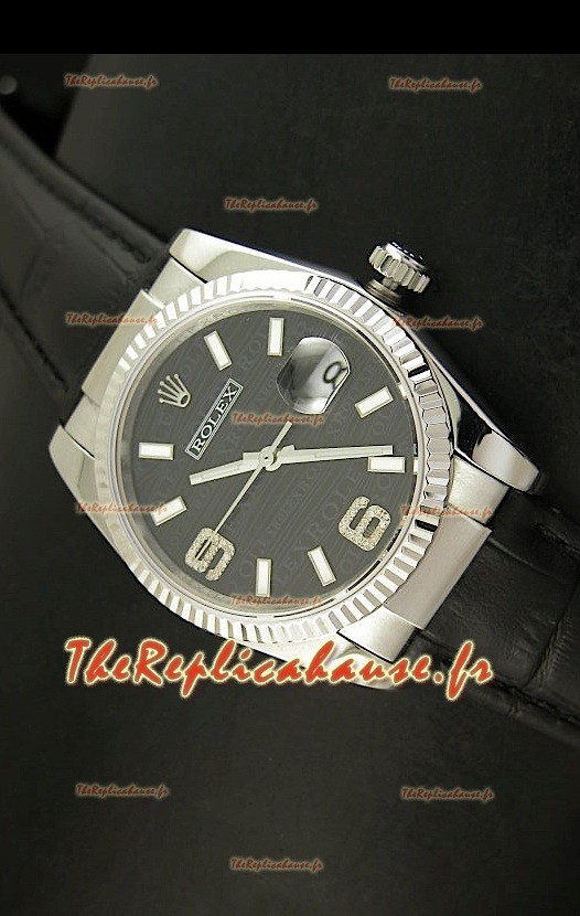Rolex Imitation Datejust Montre Suisse Reproduction - 37MM - Cadran/Bracelet Noir