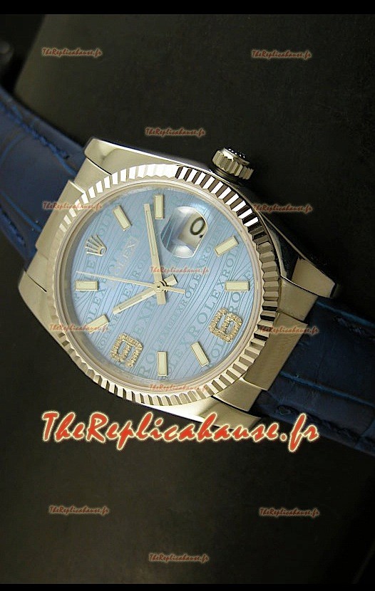 Rolex Imitation Datejust Montre Suisse Reproduction - 37MM - Cadran/Bracelet Bleu