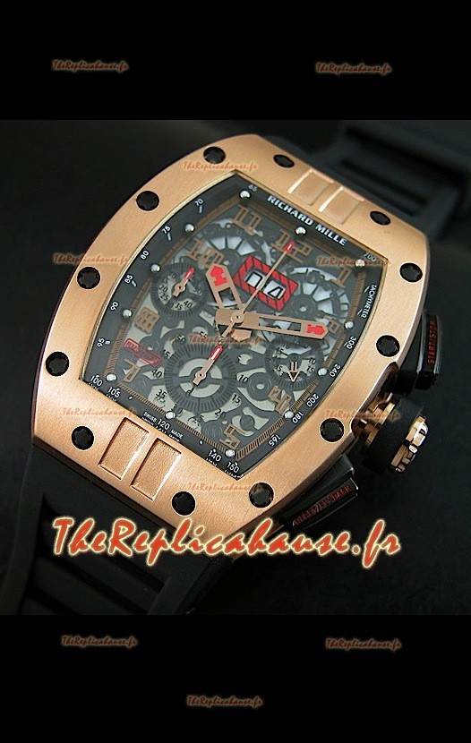 Richard Mille RM011 Filipe Massa Boitier Titane plaqué Or Rose Reproduction Montre Suisse