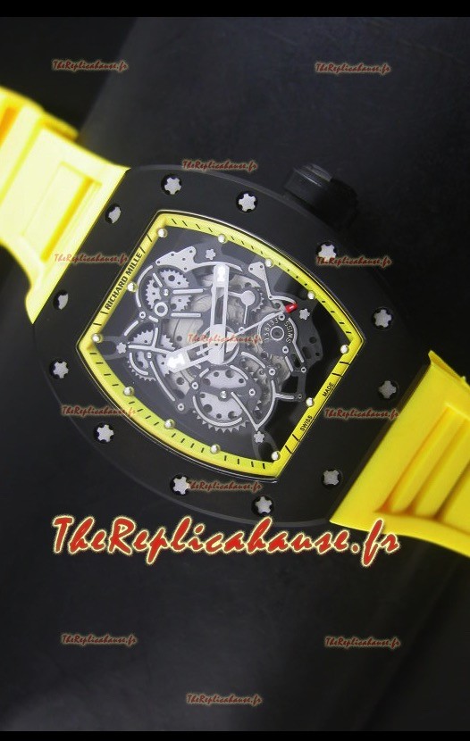 Réplique de montre suisse Richard Mille RM055 Bubba Watson avec index jaunes