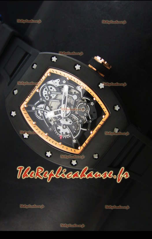 Réplique de montre suisse Richard Mille RM055 Bubba Watson avec index dorés