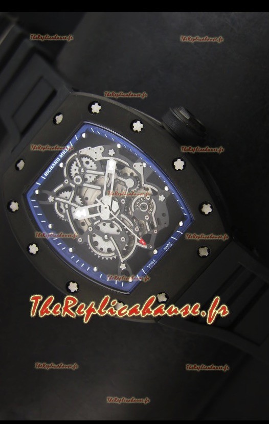 Réplique de montre suisse Richard Mille RM055 Bubba Watson avec index bleus