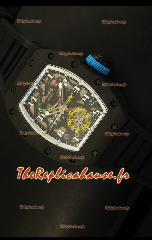 Montre en titane avec lunette en carbone forgé Richard Mille RM036 Jean Todt - Édition toute blanche et bleue