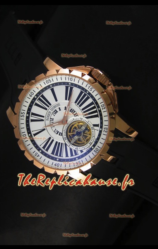 Montre Roger Dubuis Excalibur Tourbillon - Cadran blanc avec plaquage or rose