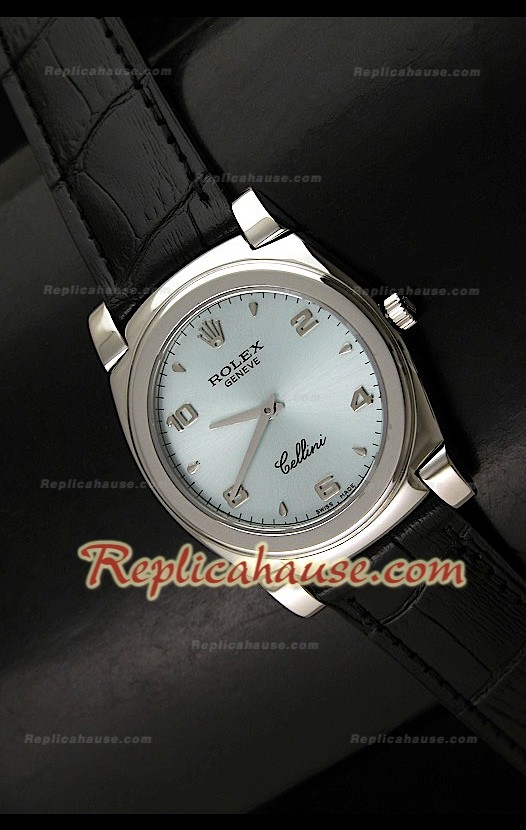 Rolex Cellini Swiss Quartz Replica Montre avec Face en Argent