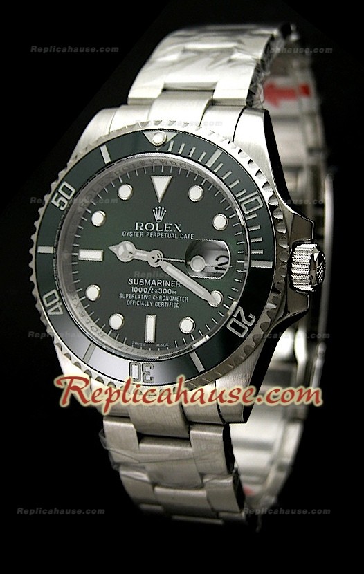 Rolex Submariner Green Dial Japanese Montre avec Fermoir Glidelock