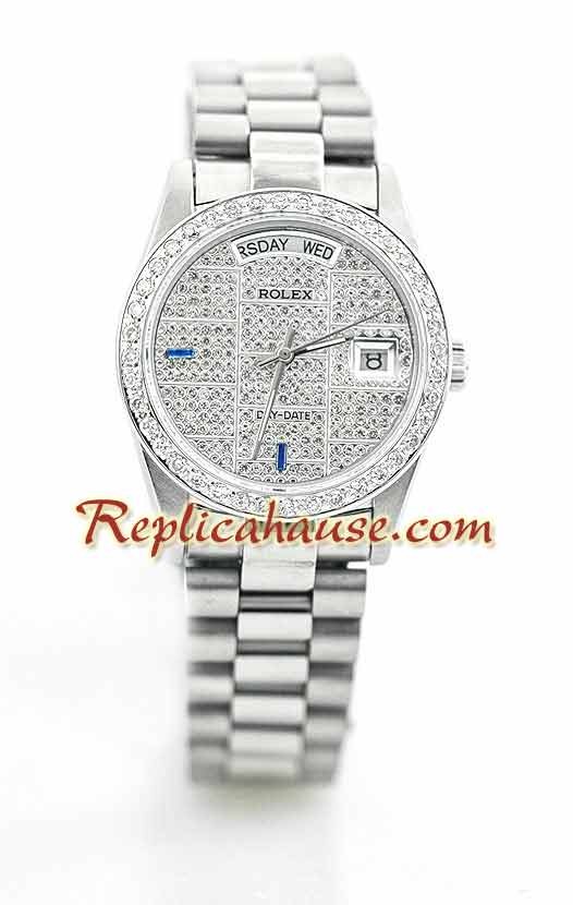 Rolex Replique Day Date Silver - Diamond