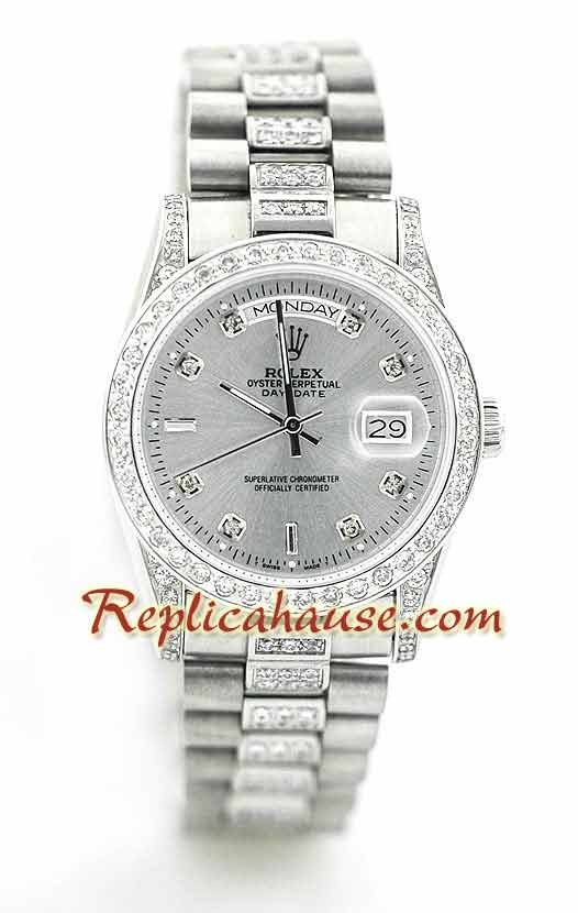 Rolex Replique Day Date Silver - Diamond