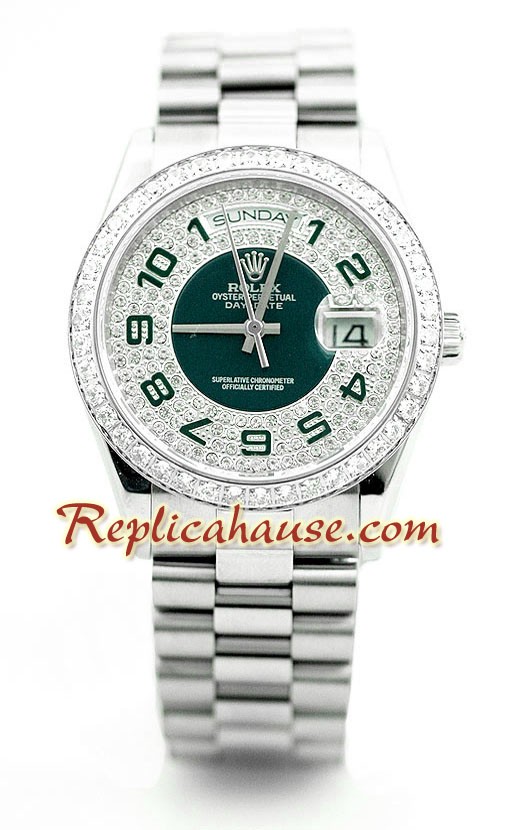 Rolex Replique Day Date Diamonds Paved 50th Anniversary Dial Montre