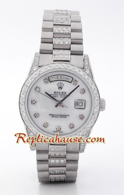Rolex Replique Day Date Silver - Diamond