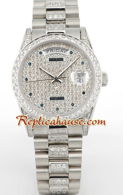 Rolex Replique Day Date Silver - Diamond