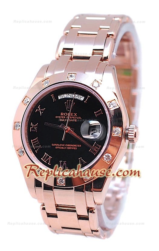 Rolex Day Date Diamond Bezel Or Rose Montre Suisse
