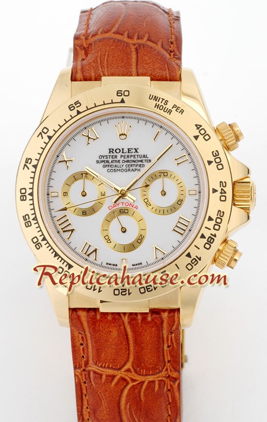 Rolex Replique Daytona 18K d' or Montre with Bracelet en Cuir