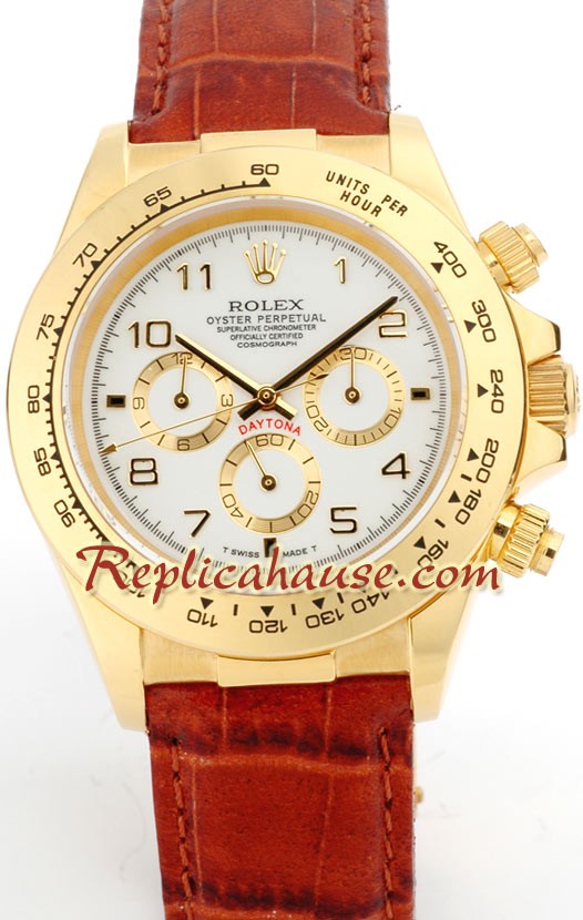 Rolex Replique Daytona 18K d' or Montre with Bracelet en Cuir