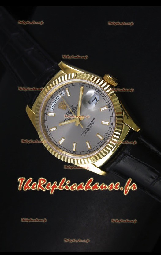 Réplique de montre suisse en or jaune Rolex Day Date 36MM - Cadran gris