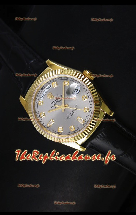 Réplique de montre suisse en or jaune Rolex Day Date 36MM - Cadran gris