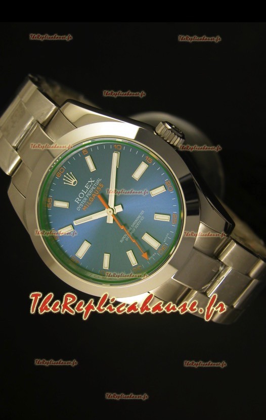 Montre suisse Rolex Milgauss 116400GV avec cadran bleu