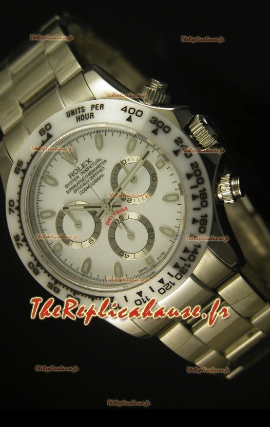 Réplique de montre cosmographe Daytona Rolex avec lunette blanche en céramique