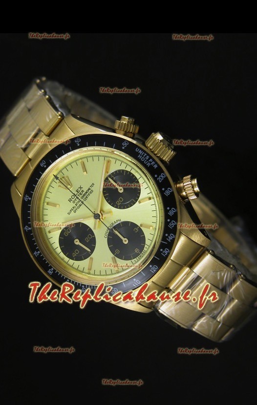 Cosmographe Rolex Daytona 6265 avec cadran métallique dans boîtier or