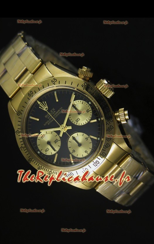 Cosmographe Rolex Daytona 6265 avec cadran noir dans boîtier or