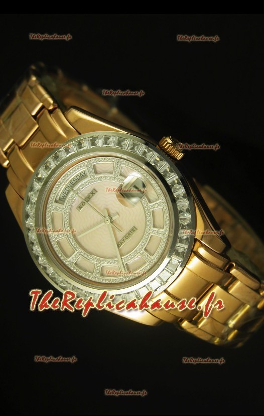 Montre suisse Day Date Rolex avec boîtier or jaune