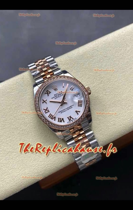 Montre Rolex Super Clone Datejust 31 mm, cadran blanc, or jaune, Super Clone