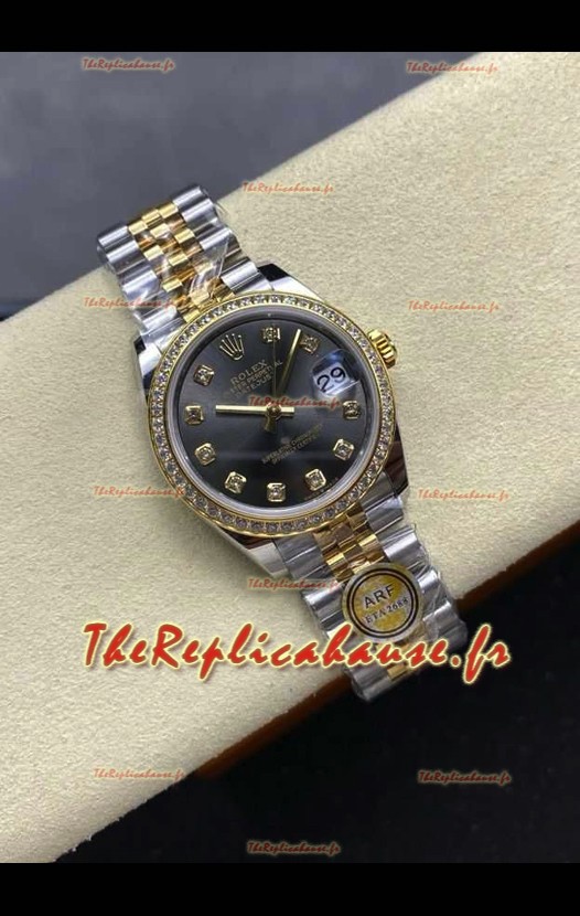 Montre Rolex Super Clone Datejust 31 mm, cadran gris, or jaune, Super Clone