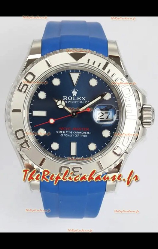 Montre Rolex Yachtmaster 40 mm, cadran bleu, bracelet en caoutchouc, réplique parfaite