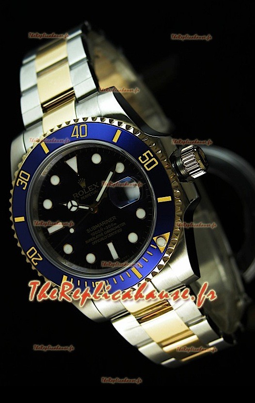 Rolex Submariner Reproduction Montre Suisse avec Boitier en Deux Tons - Index Super Lumineux