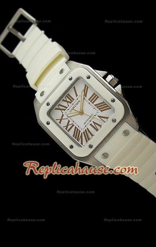 Cartier Santos 100 Montre Réplique Suisse - 39 mm - Couleur Crème